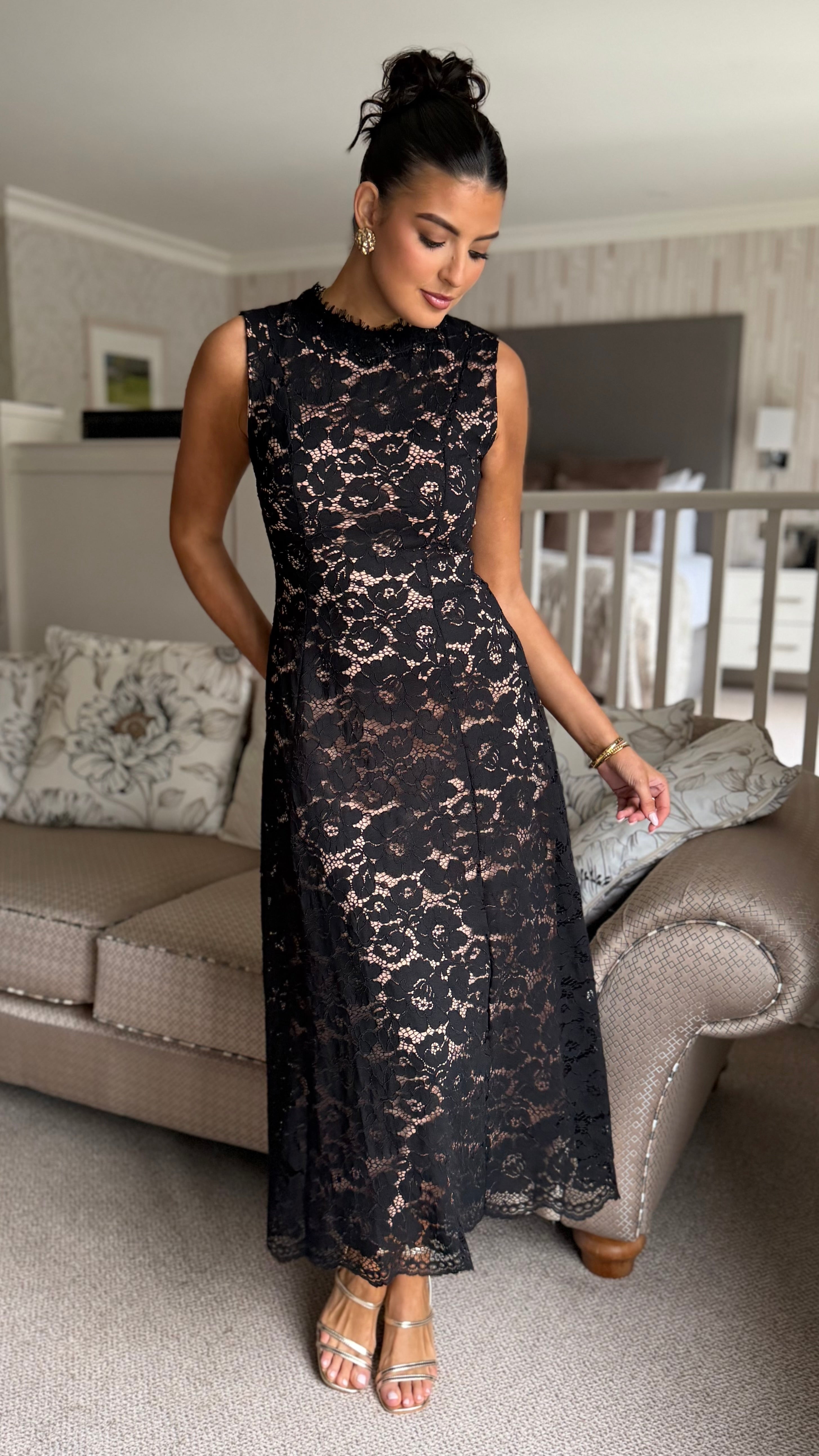 Margot Black Lace High Neck Midi Dress Get That Trend Margot Black Lace High Neck Midi Dress Get That Trend