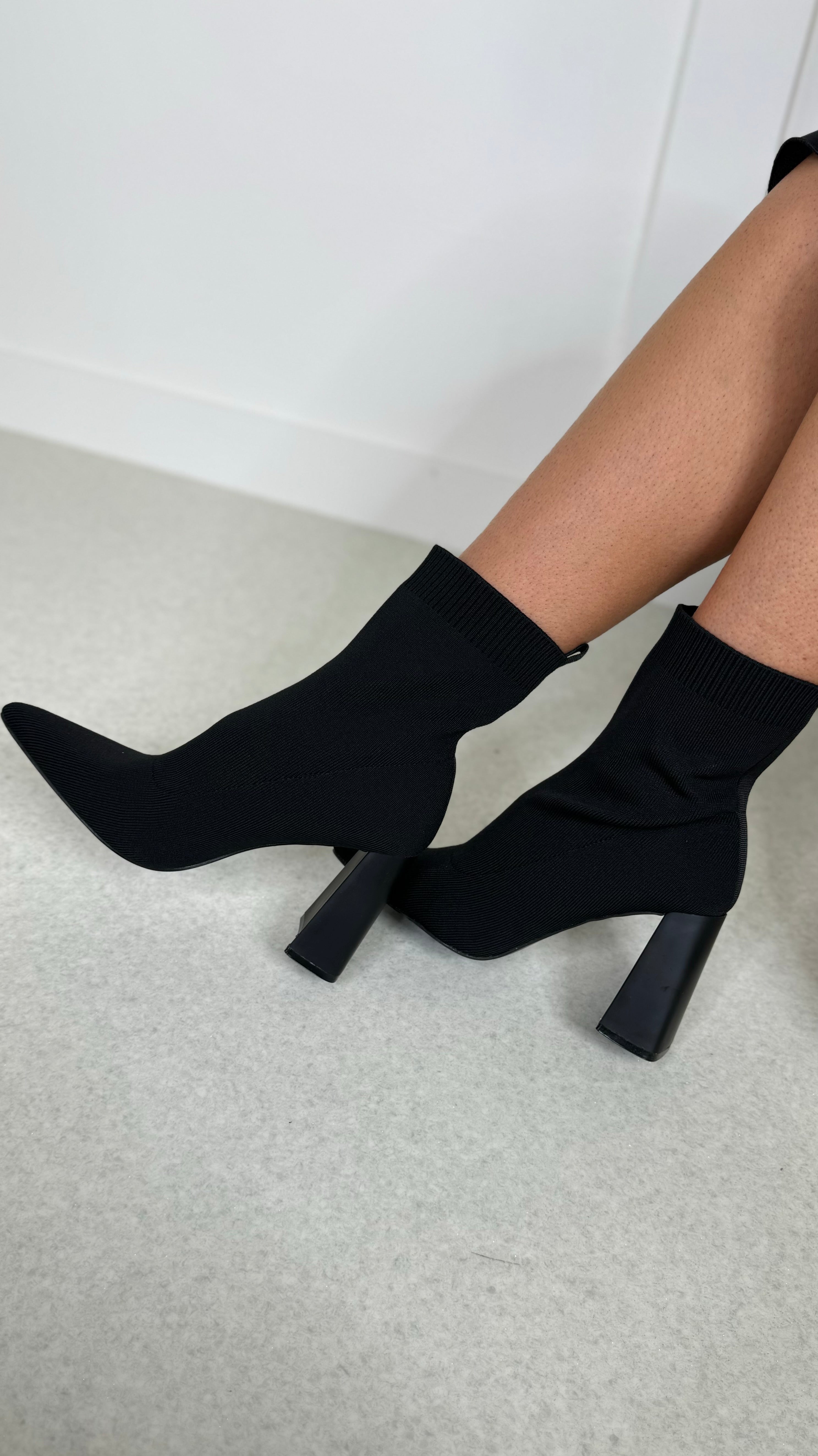 Chunky heel sock booties best sale