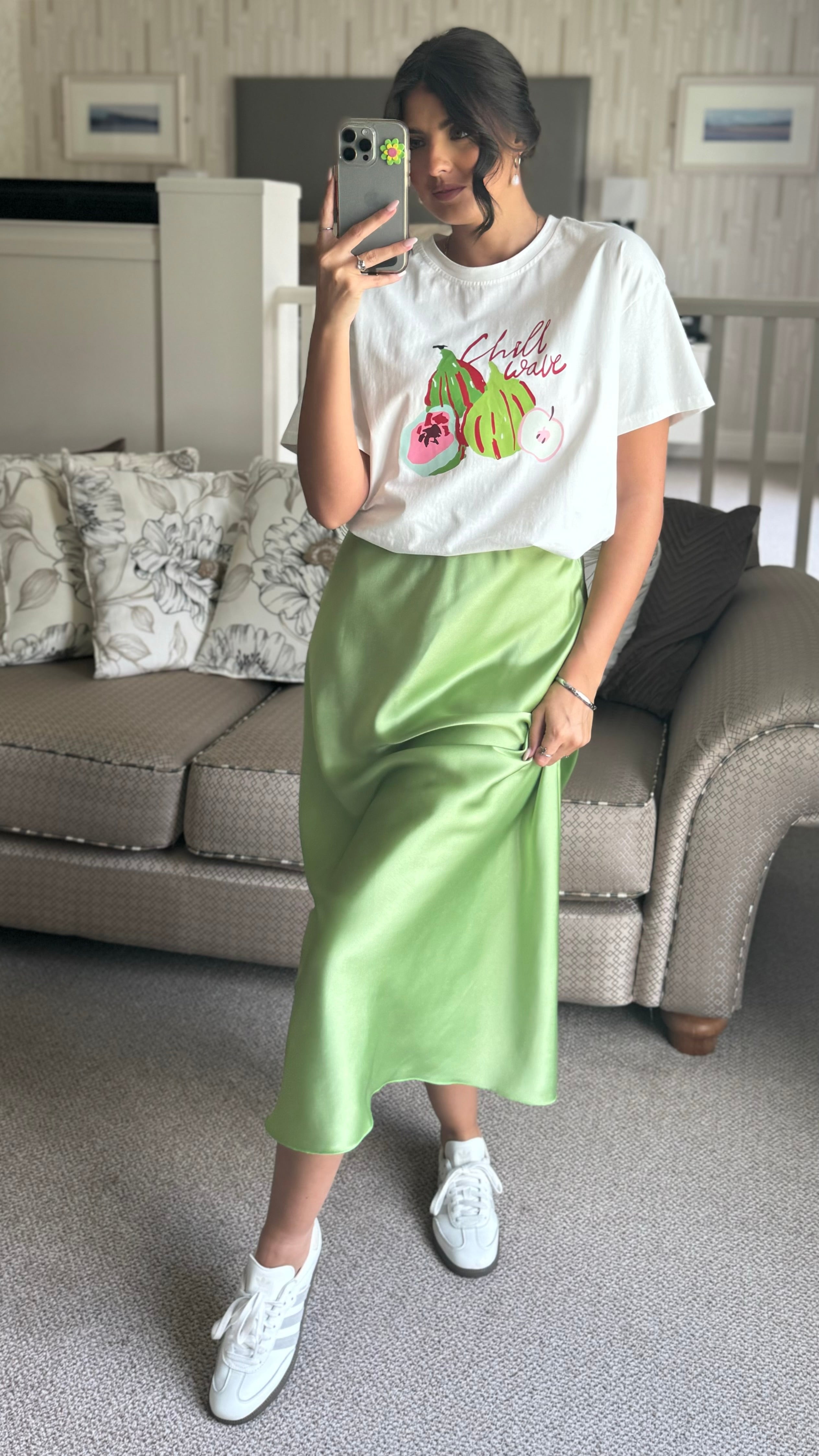 midi skirt in green