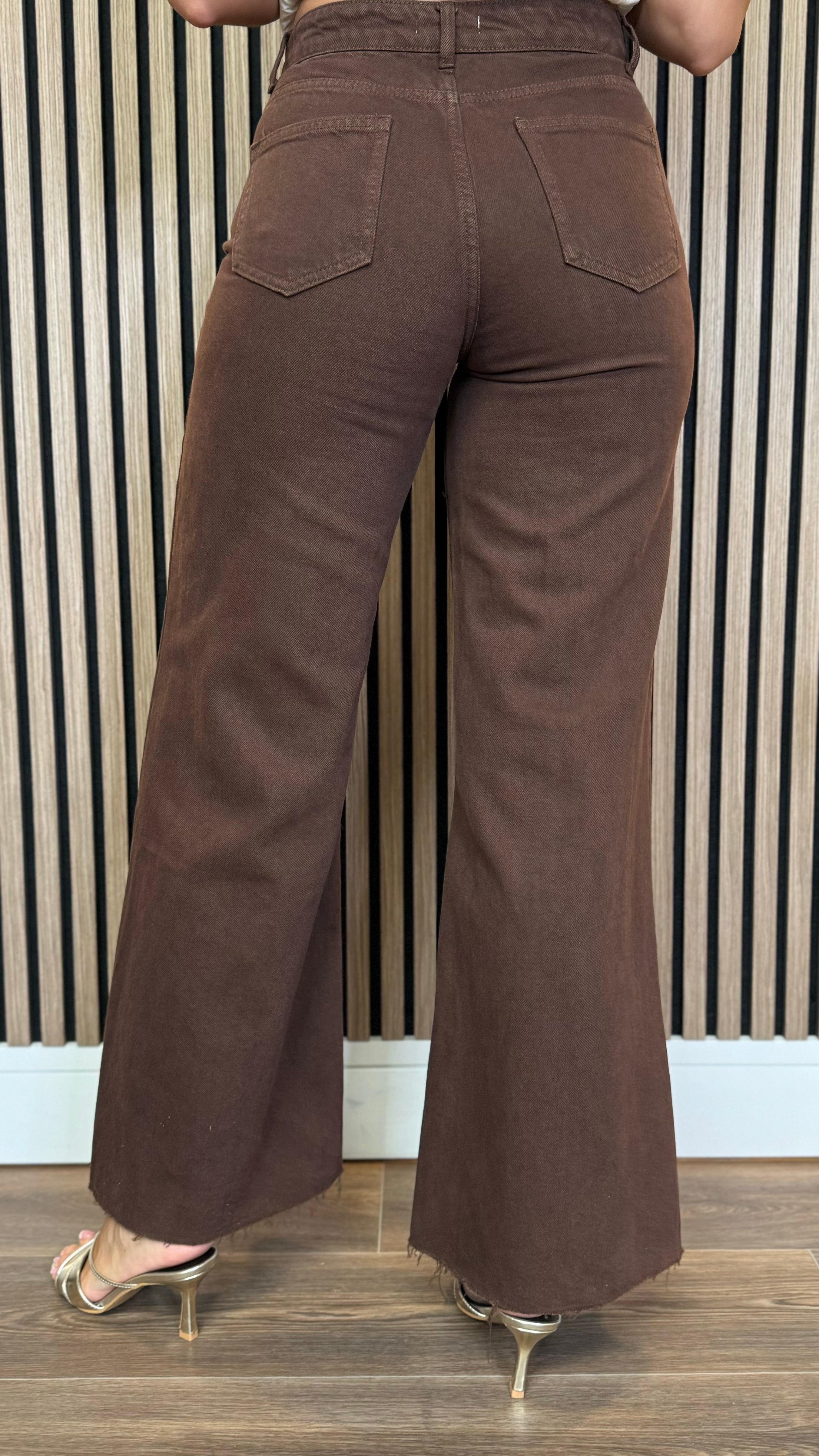 パンツ Andequal wide fringe denim pants BROWN Savannah Brown Denim Frayed Hem Wide Leg Jeans – Get That Trend