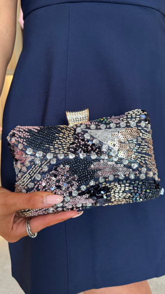 Zoey Navy Embellished Clutch Bag  Get That Trend