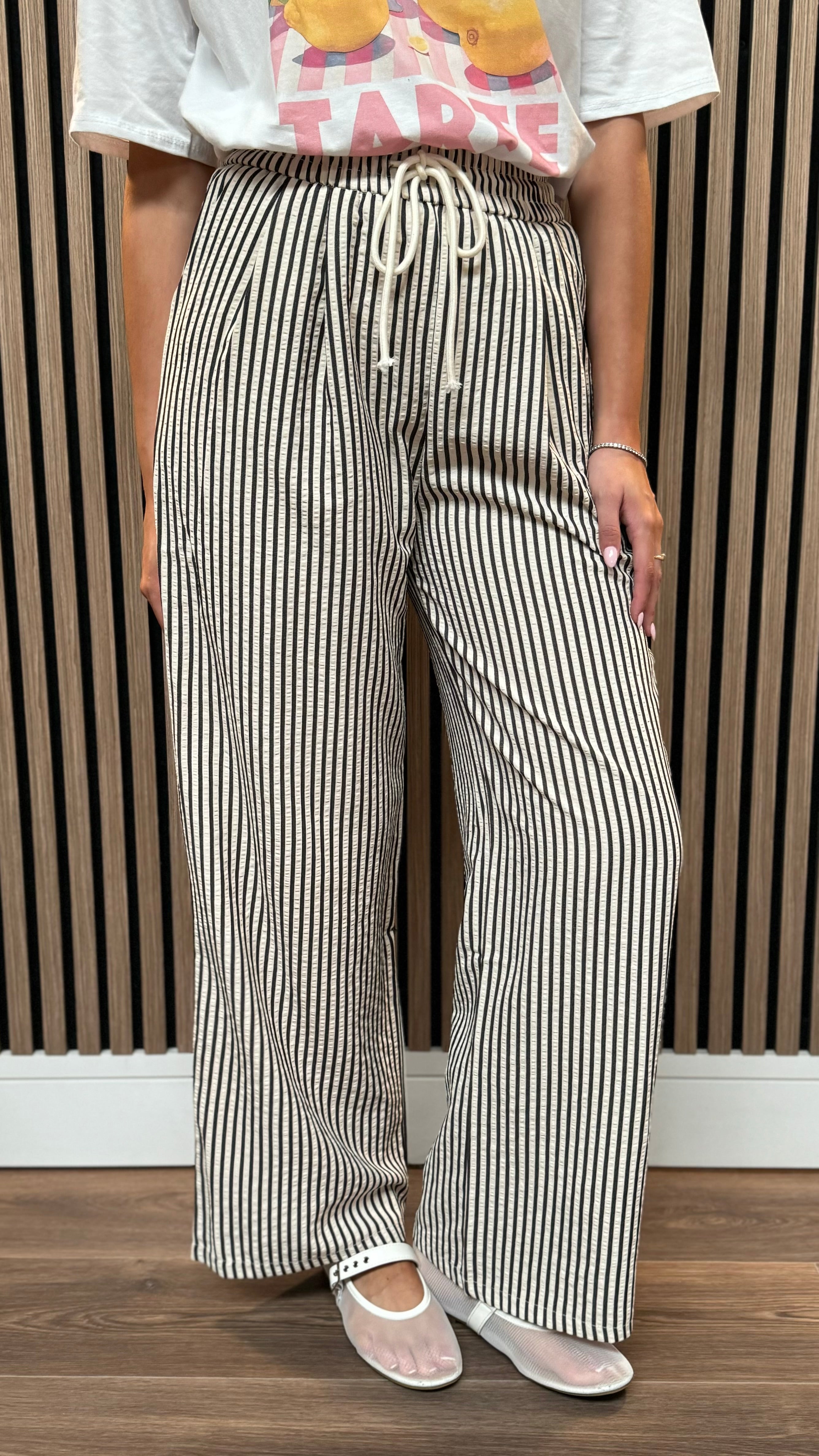 Vanessa Black & Cream Stripe Straight Leg Trouser – Get That Trend