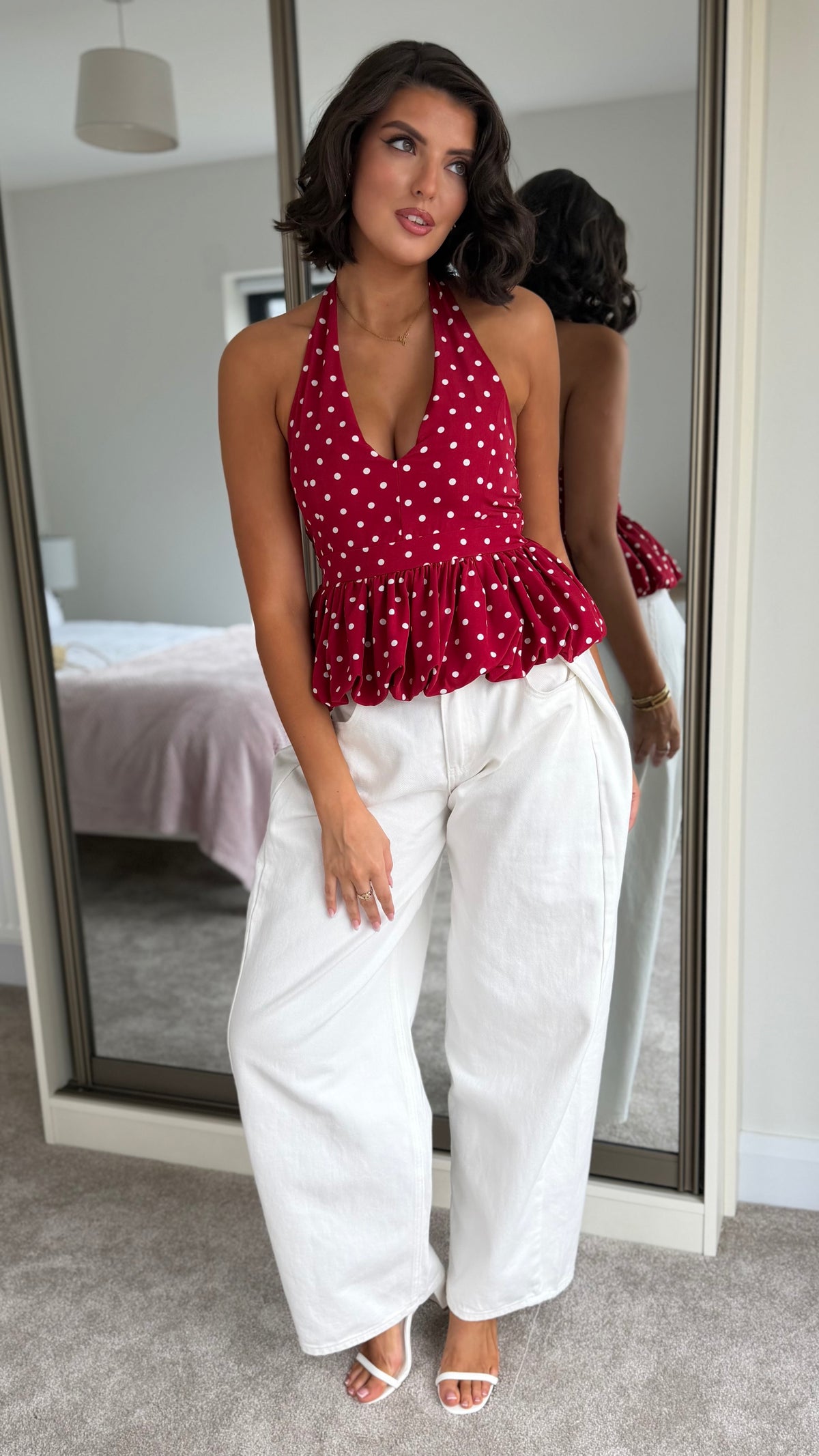 Scarlett Red Polka Dot Peplum Top – Get That Trend