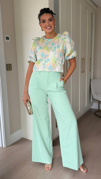 Ashton Mint Green Wide Leg Flare Detail Trousers Get That Trend Ashton Mint Green Wide Leg Flare Detail Trousers Get That Trend