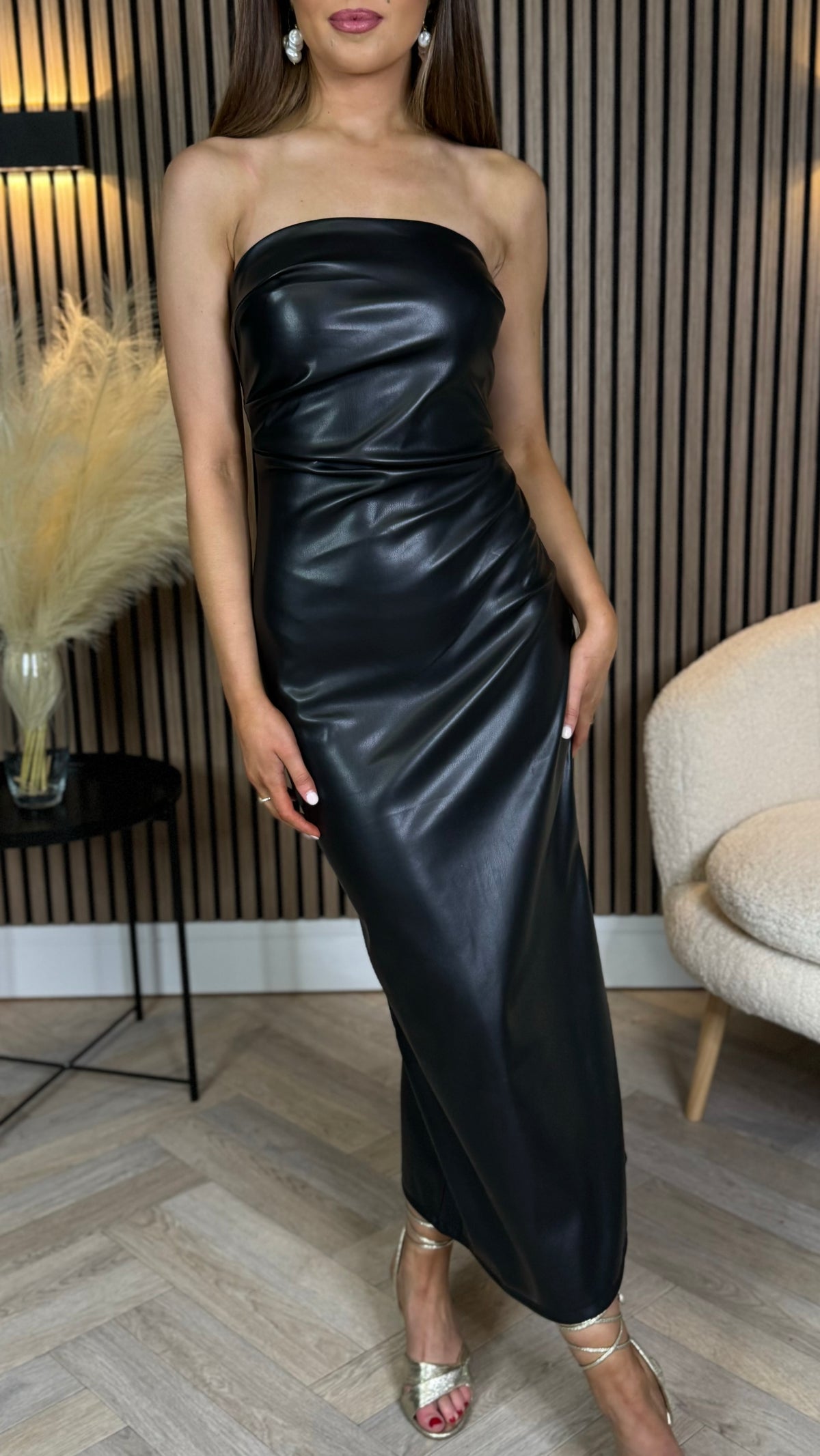dress leather Drea Black Look Ruched Bandeau Midi – Get That Trend Size:Y/L (12) sequin evening dress 3% Spandex Hand Wash Celestina Agostino Wedding Dress