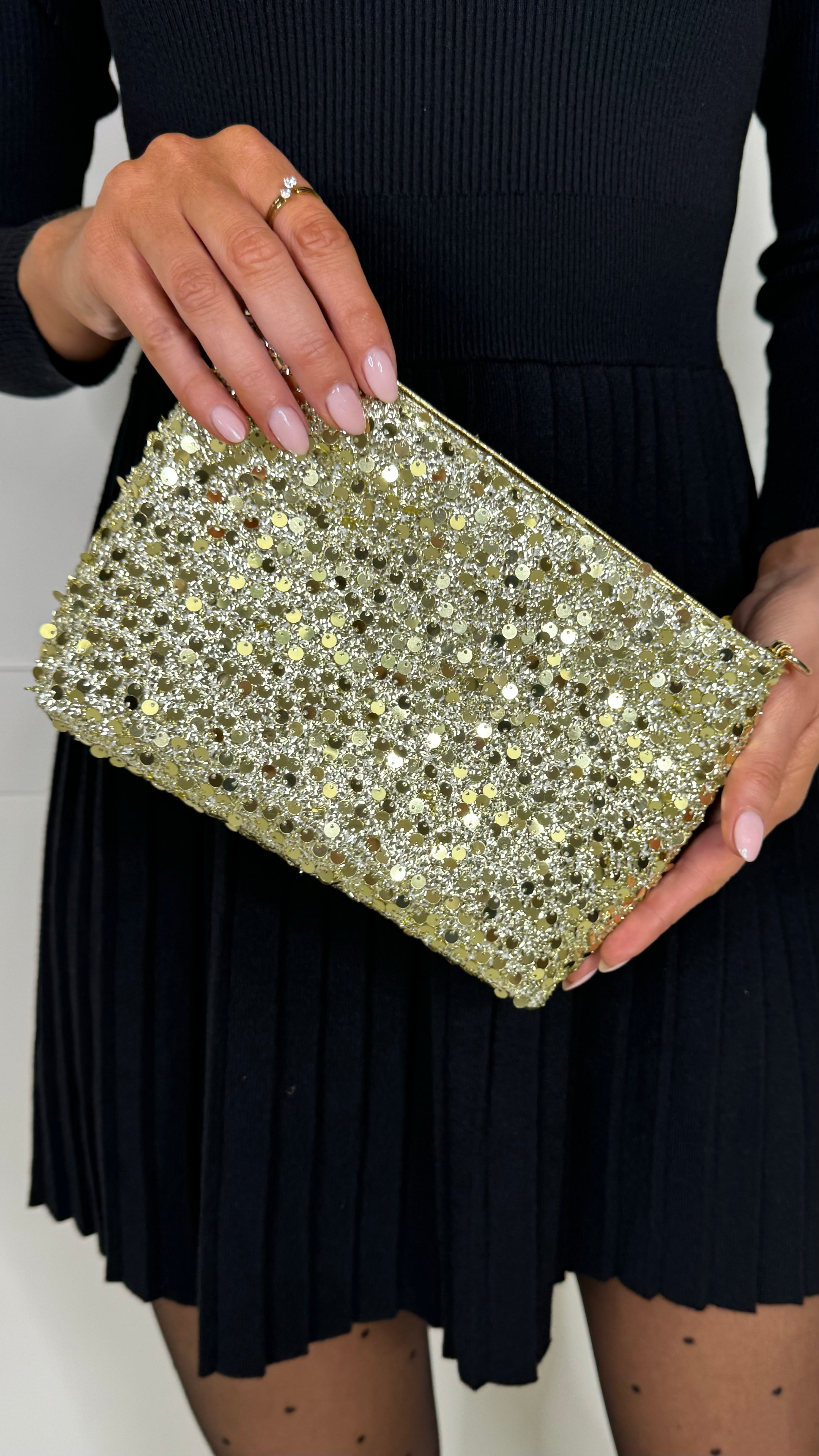 Gold sequin clutch purse best sale