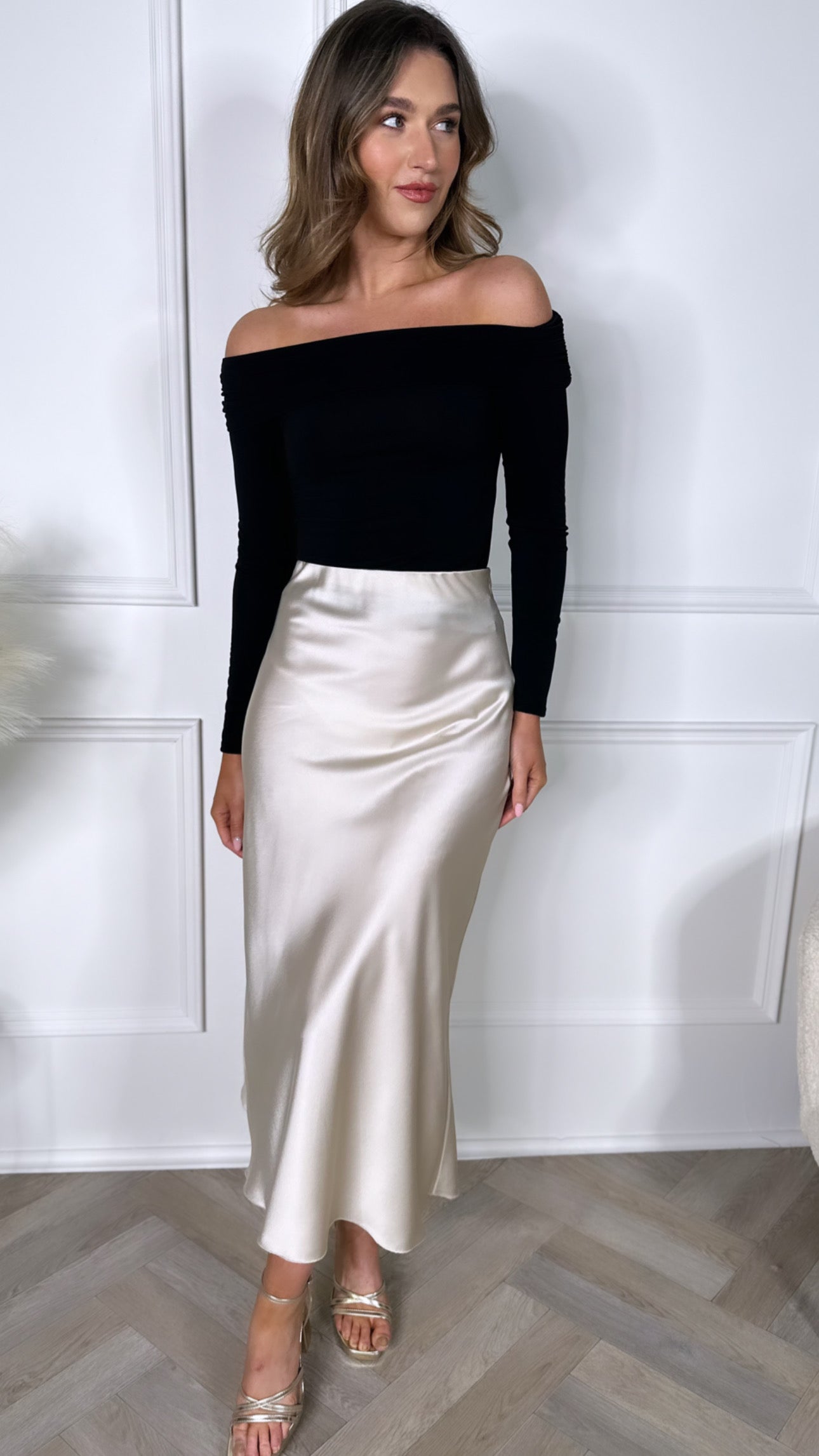 Eyelet Midi Skirt, Beige main image 1