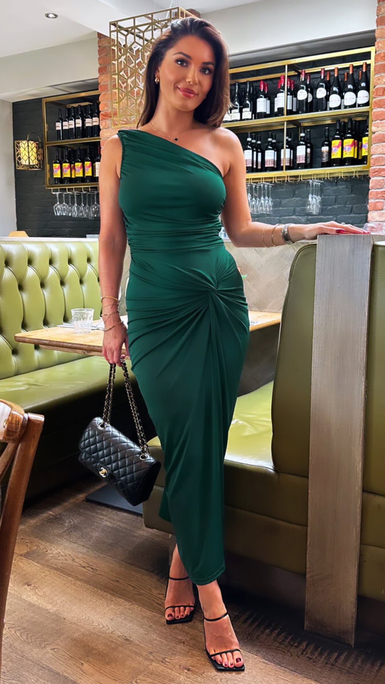 Dark green midi hot sale dress uk