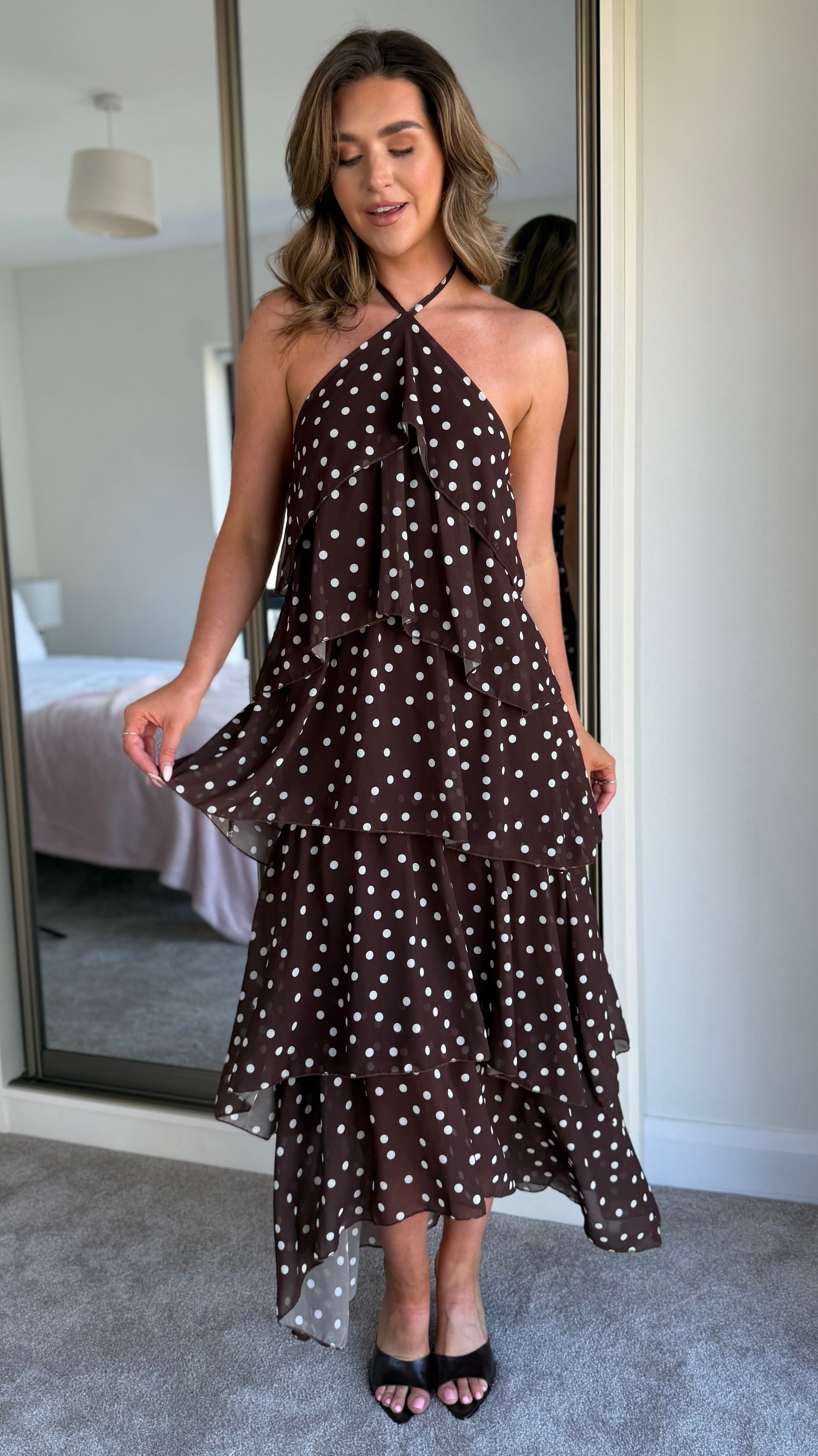a line v neck maxi dress Berylove Women Purple A Line Maxi Dress V Neck Long Sleeve Pleated Floral Wedding Guest Dress, Purple / XL