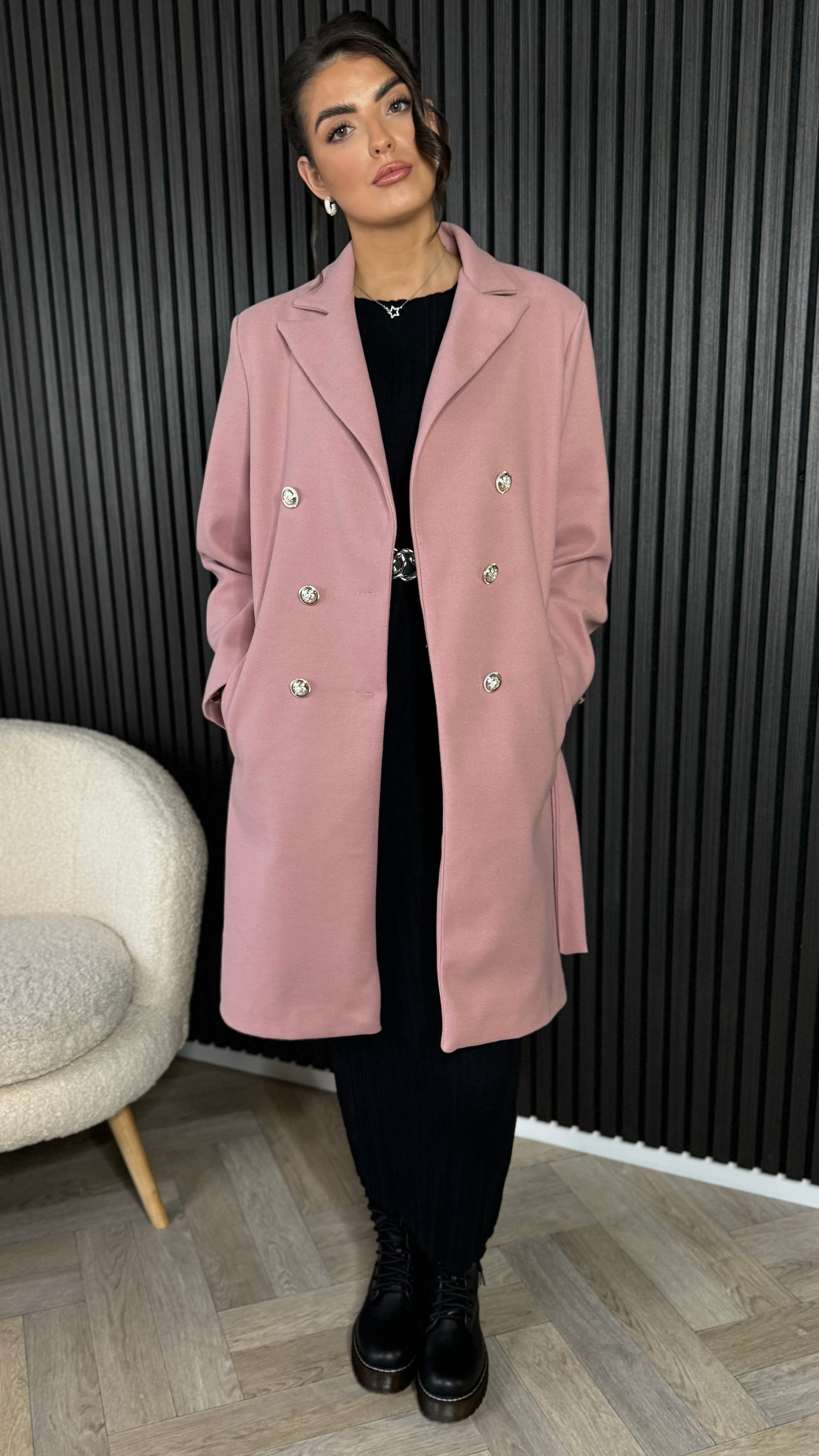 muguet rose midi trench coat ダークベージュ Modest Dusty Rose Trench Coat 61221GK - Neva-style.com