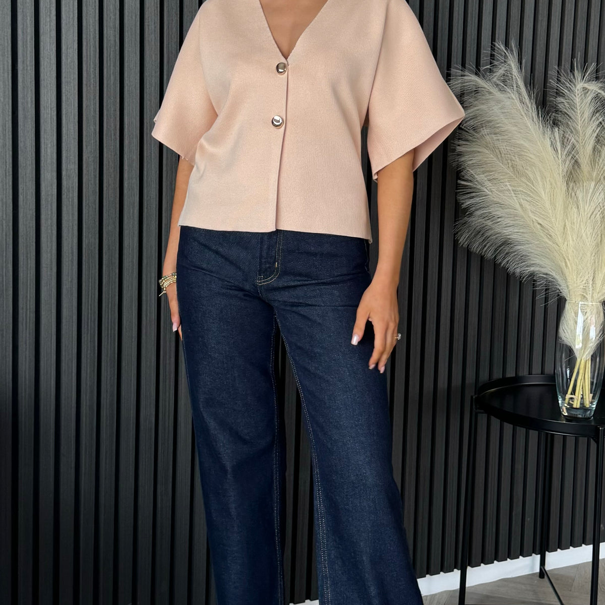 Mitchell Rose Pink Knit Button Detail Top – Get That Trend
