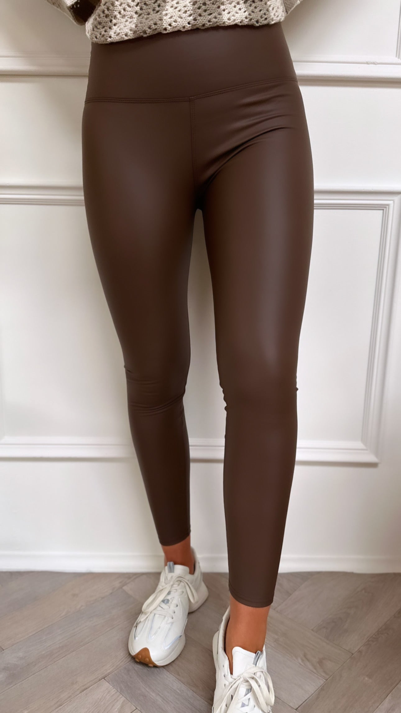 Riley BROWN High Waist Faux Leather Leggings – Get That Trend