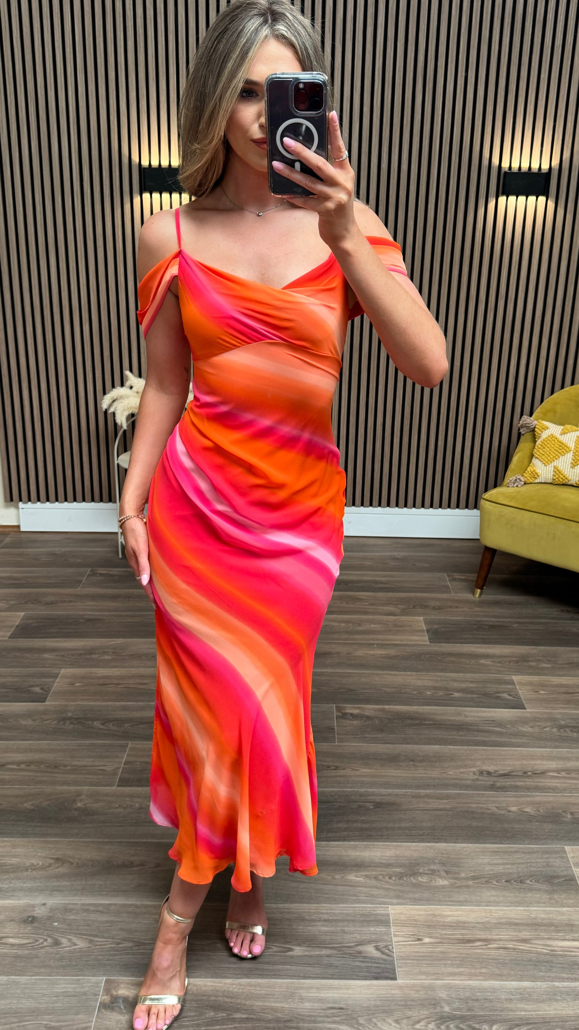 Ida Sunset Orange Midi Dress – Get That Trend