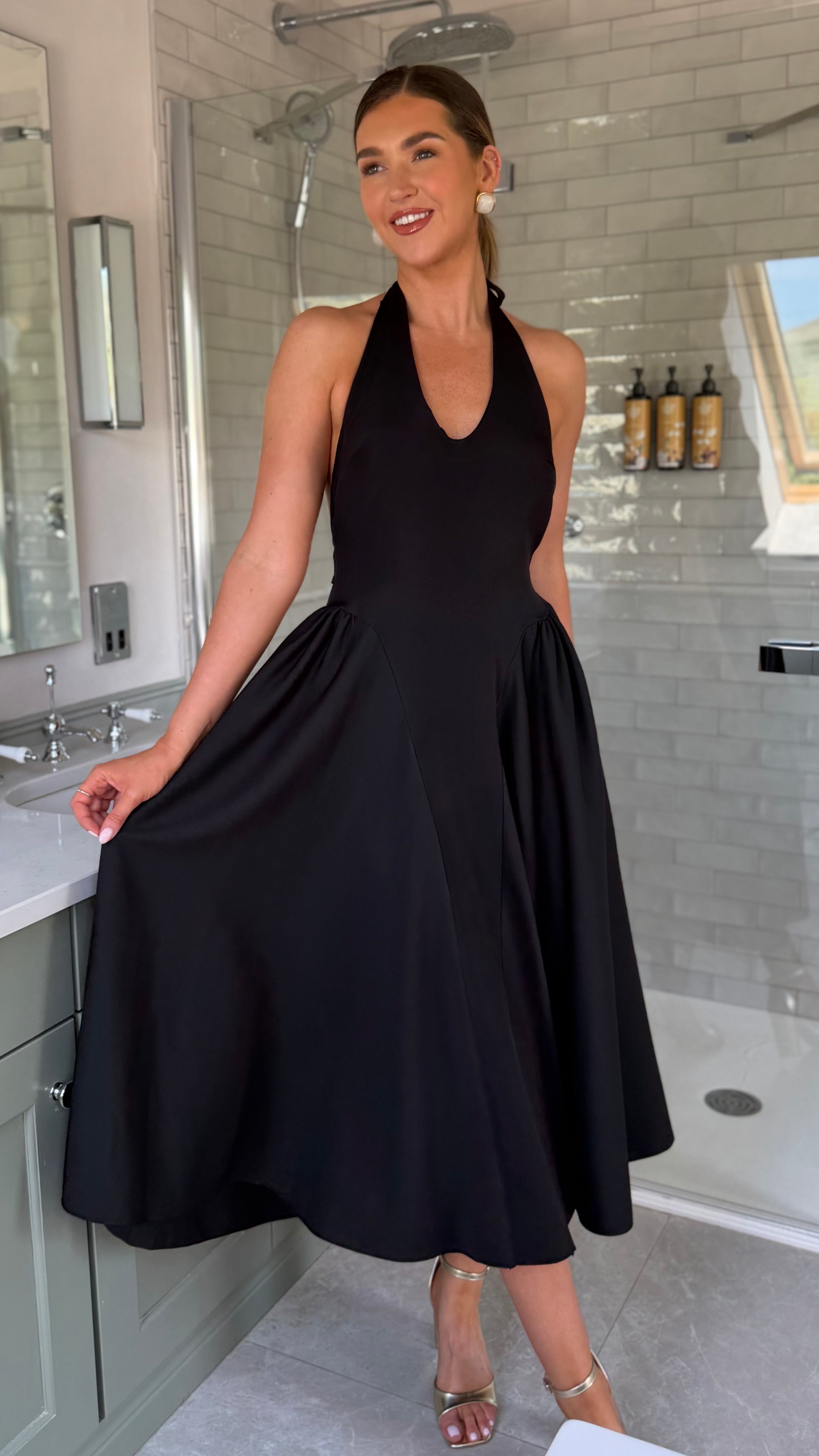 jersey mermaid dress Halter Royal Blue Jersey Mermaid Prom Dresses with Sweep Train APD2791 main image 1