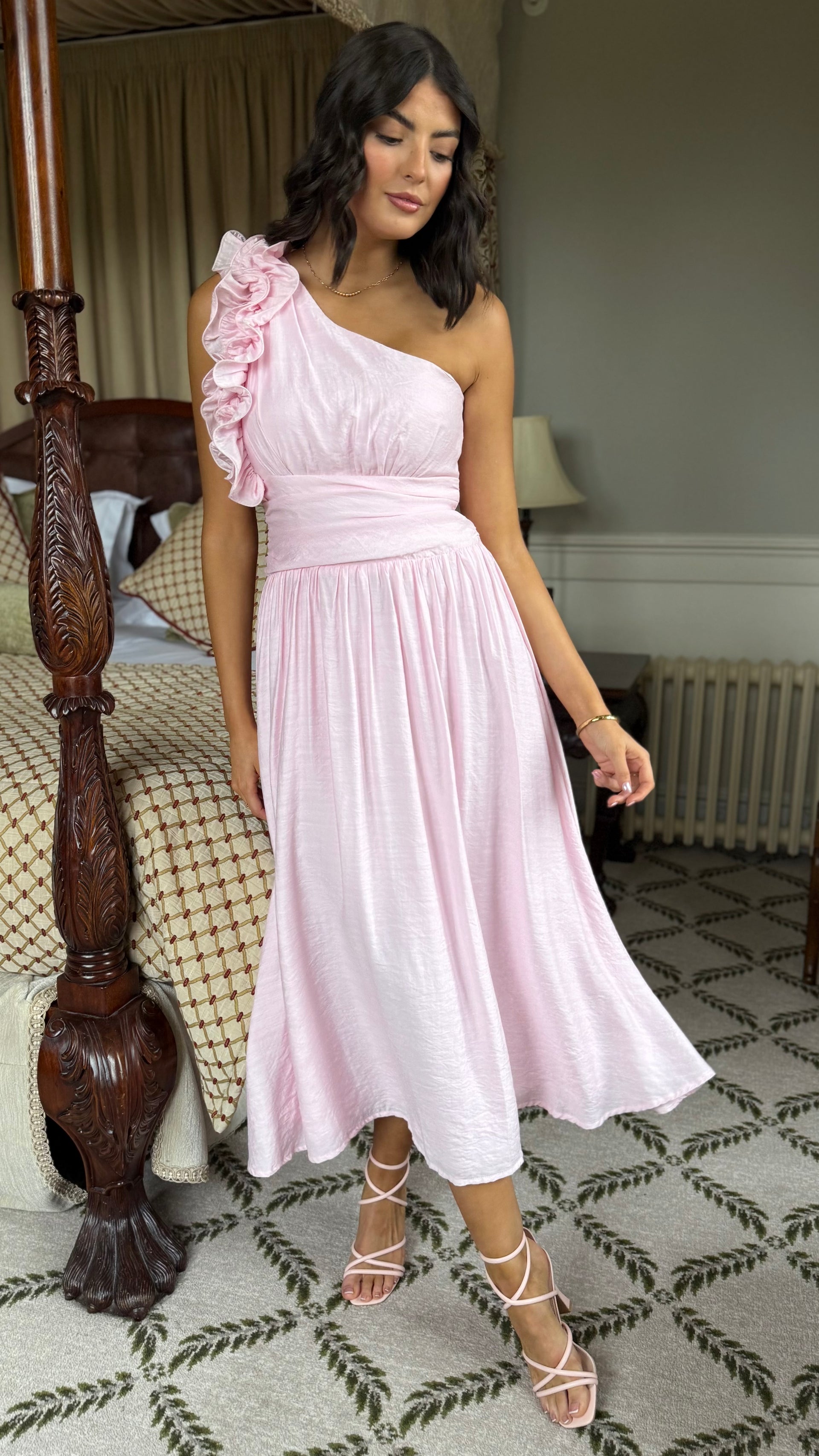 Francesca Baby Pink One Shoulder Ruffle Maxi Dress Get That Trend Francesca Baby Pink One Shoulder Ruffle Maxi Dress Get That Trend