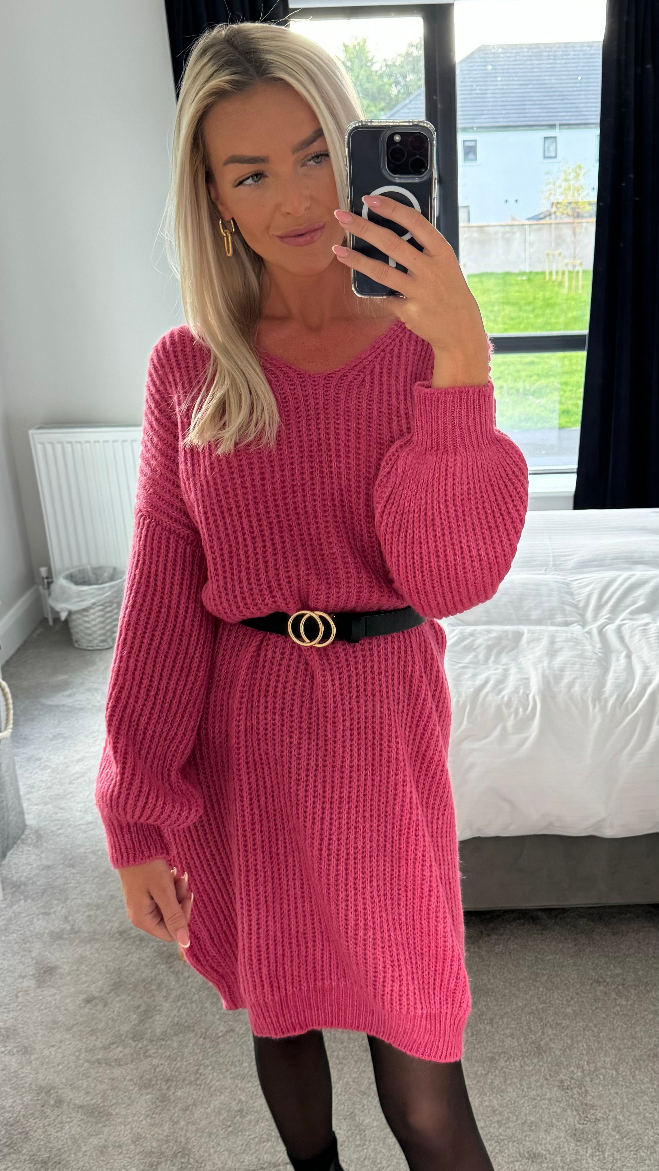 Fuchsia sweater dress best sale