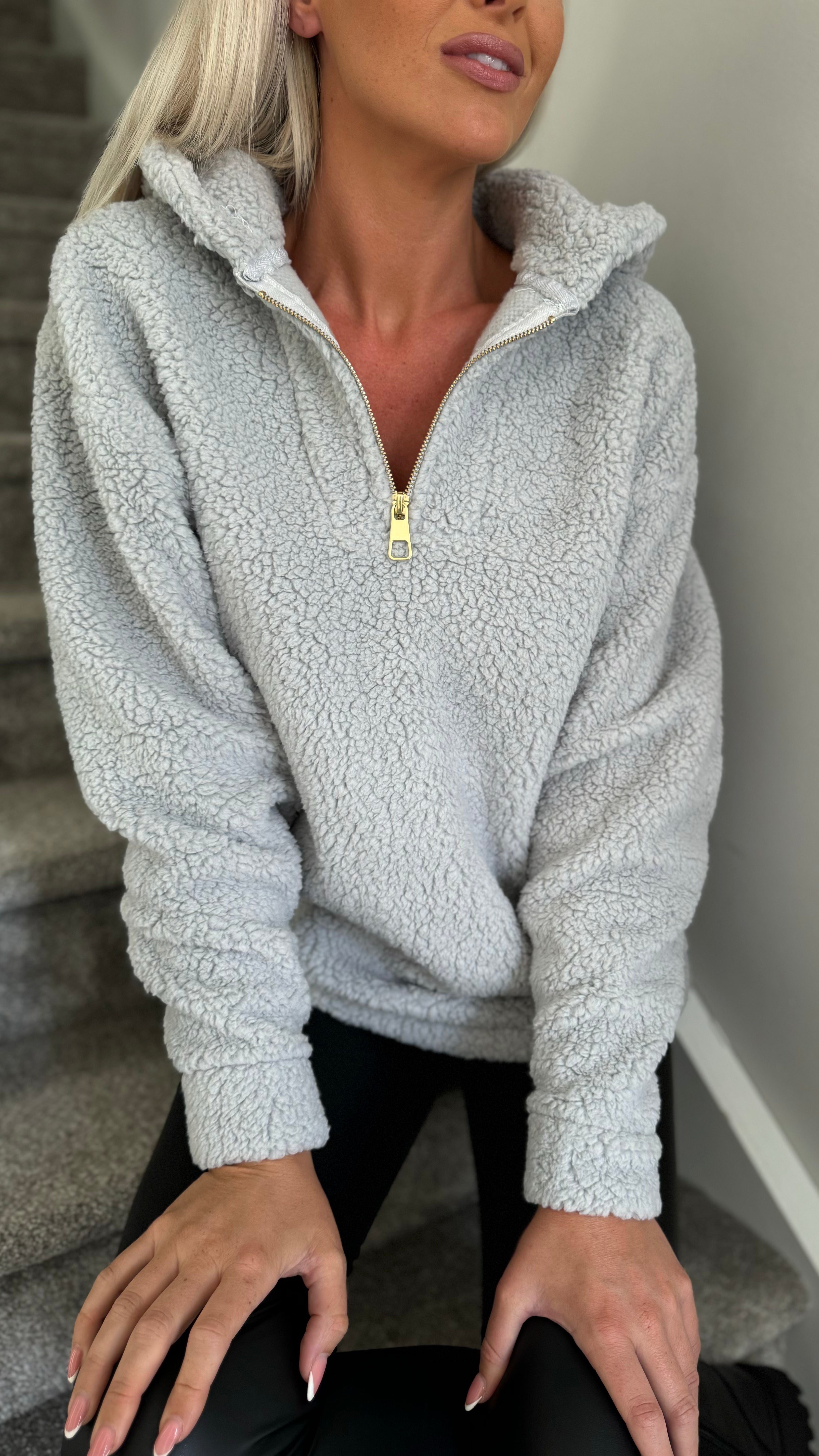 Teddy hoodie zip sale