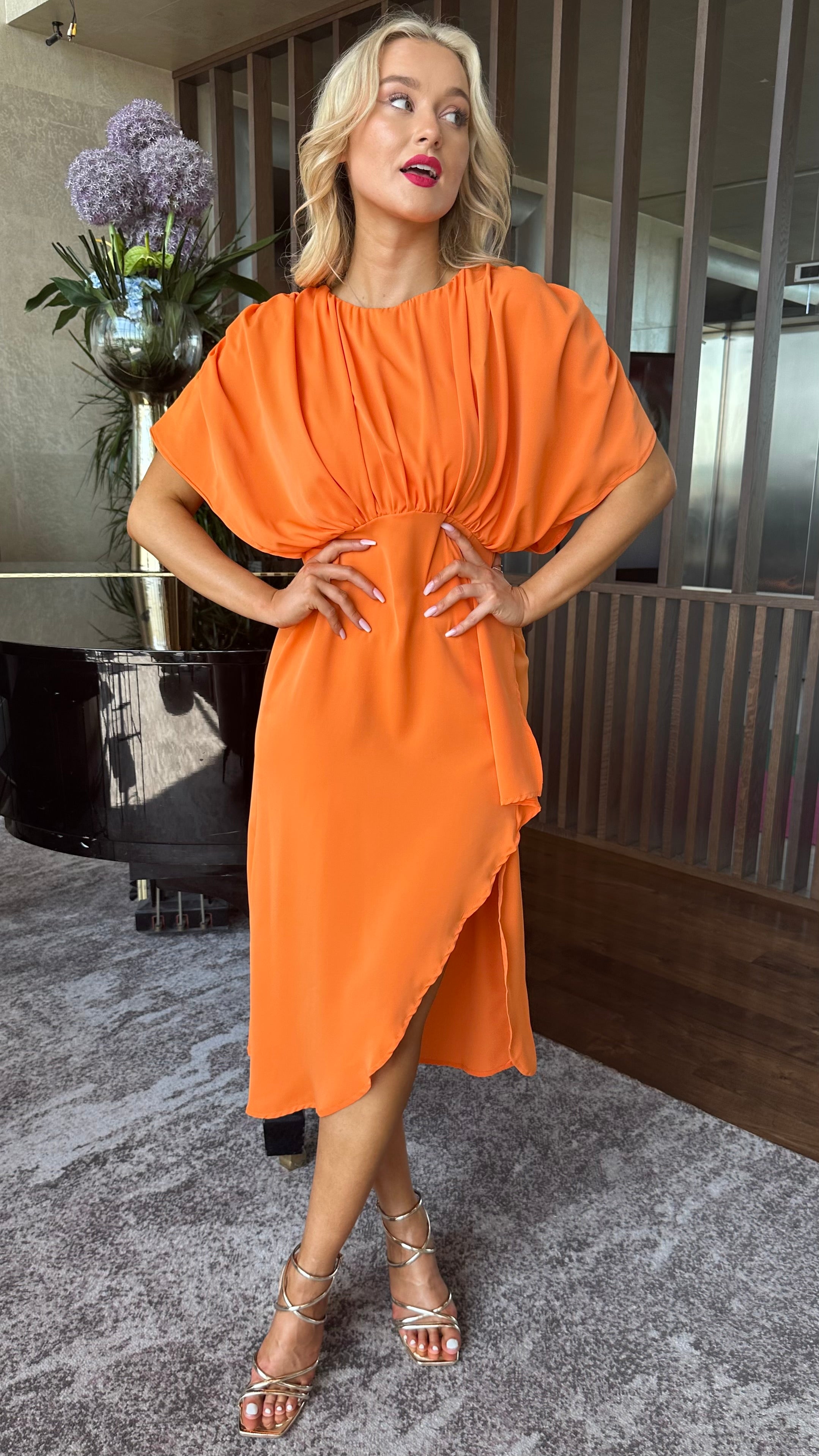 Orange top batwing dress