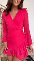 CC Claire Fuchsia Pink Chiffon Mini Dress 