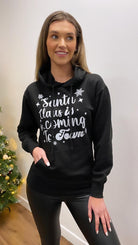 CC Sloane Santa Claus Is Coming To Town Hoodie in Black 