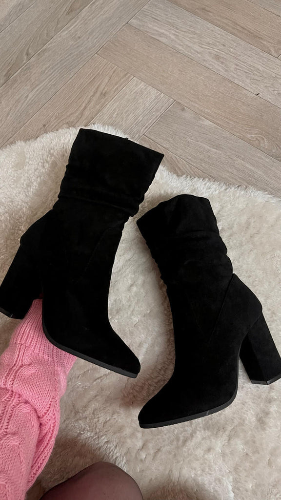 CC Winona Black Ruched Ankle Boots 