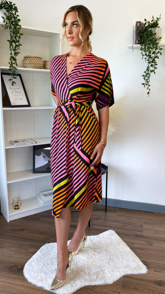 Get That Trend Closet London Black Print Kimono A-Line Midi Dress