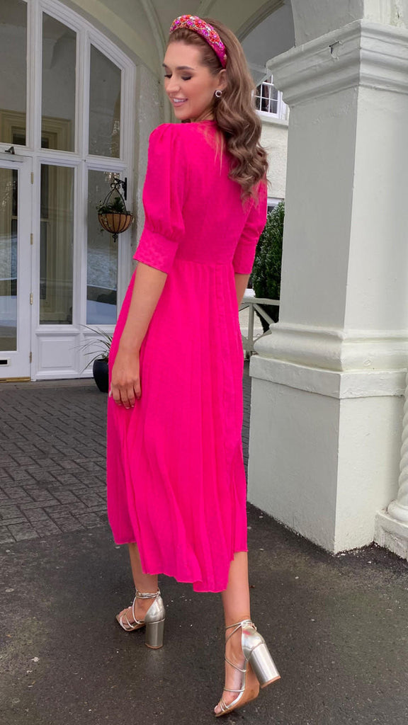 IL Katarina Cerise Pink Pleated Midi Dress 