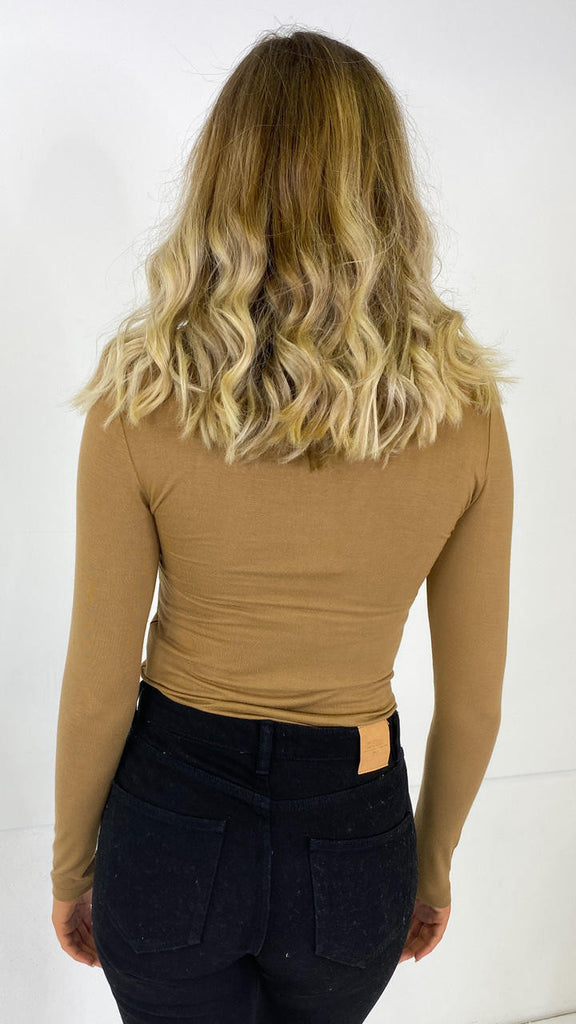 Only Life Brown Turtle Neck Top